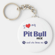 I Love My Pit Bull Mix (Female Dog) Key Chain