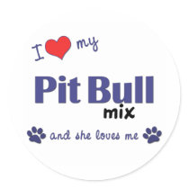 I Love My Pit Bull Mix (Female Dog) stickers by muttybuddy I Love My Pit Bull Mix (Female Dog) stickers