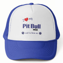 I Love My Pit Bull Mix (Male Dog) hats by muttybuddy I Love My Pit Bull Mix (Male Dog) hats