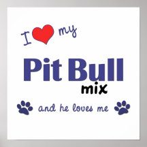 I Love My Pit Bull Mix (Male Dog) Poster Print