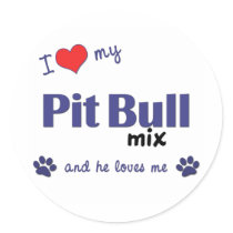 I Love My Pit Bull Mix (Male Dog) stickers by muttybuddy I Love My Pit Bull Mix (Male Dog) stickers