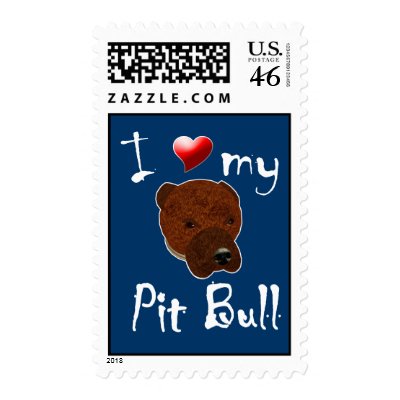 I Love My Pit Bull Postage Stamp by SLDogs