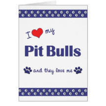 I Love My Pit Bulls (Multiple Dogs) Card