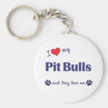 I Love My Pit Bulls (Multiple Dogs) Keychain