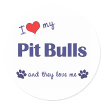 I Love My Pit Bulls (Multiple Dogs) Stickers