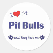 I Love My Pit Bulls (Multiple Dogs) Stickers