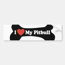 I Love My Pitbull - Dog Bone Bumper Sticker