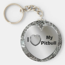 I Love My Pitbull Heart Keychain