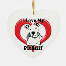 I Love My PitBull Logo Christmas Tree Ornament