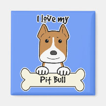 I Love My Pitbull Refrigerator Magnet