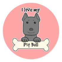 I Love My Pitbull stickers by dogcartoons I Love My Pitbull stickers