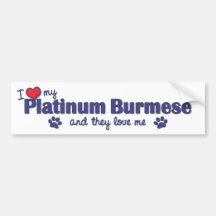 I Love My Platinum Burmese (Multiple Cats) Bumper Sticker