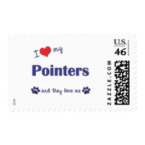 I Love My Pointers (Multiple Dogs) Postage Stamps