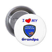 I Love My Police Grandpa Button