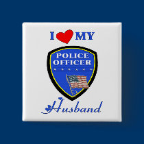 I Love My Police Husband buttons