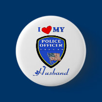 I Love My Police Husband buttons