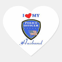 I Love My Police Husband Heart Sticker
