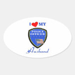 I Love My Police Husband Oval Stickers