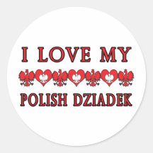 I Love My Polish Dziadek Round Sticker