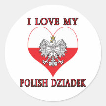 I Love My Polish Dziadek Round Stickers