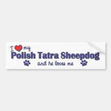 I Love My Polish Tatra Sheepdog (Male Dog) Bumper Stickers