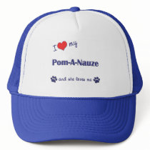 I Love My Pom-A-Nauze (Female Dog) hats
