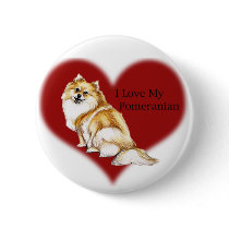"I Love My Pomeranian" Dog Art Button by CharlottesWebArt "I Love My Pomeranian" Dog Art Button
