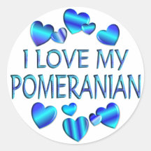 I Love My Pomeranian Round Sticker