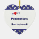 I Love My Pomeranians (Multiple Dogs) Christmas Ornament