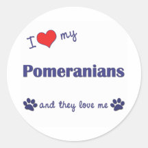 I Love My Pomeranians (Multiple Dogs) Stickers