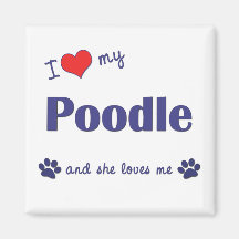 I Love My Poodle (Female Dog) Fridge Magnet