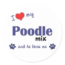 I Love My Poodle Mix (Male Dog) stickers