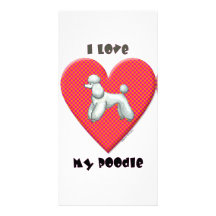 I Love My Poodle Red Heart Art Print Photo Cards