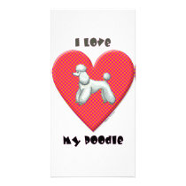 I Love My Poodle Red Heart Art Print Photo Cards