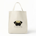 I Love my Pug Tote Bags
