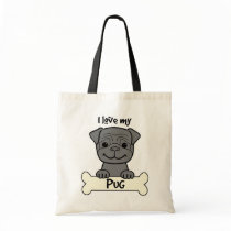 I Love My Pug Tote Bags
