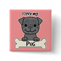 I Love My Pug buttons