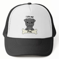I Love My Pug hats
