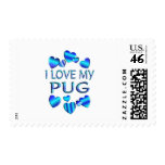 I Love My Pug Postage Stamps