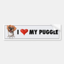I Love My Puggle Bumper Sticker