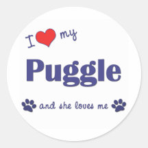 I Love My Puggle (Female Dog) Sticker
