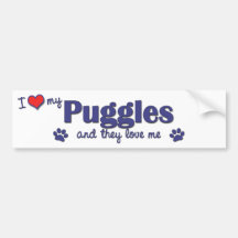 I Love My Puggles (Multiple Dogs) Bumper Sticker