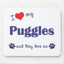 I Love My Puggles (Multiple Dogs) mousepads