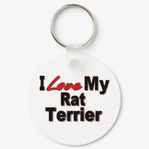 I Love My Rat Terrier Dog Keychain