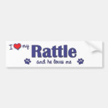 I Love My Rattle (Male Dog) Bumper Stickers