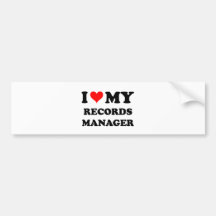 I Love My Records Manager Bumper Stickers