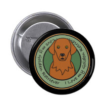 I Love My Red Golden Retriever Pinback Buttons
