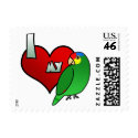 I Love my Red Lored Amazon Postage Stamps