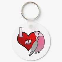 I Love my Rose Breasted Cockatoo Keychain by MenagerieMayhem I Love my Rose Breasted Cockatoo Keychain
