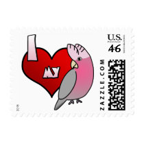 I Love my Rose Breasted Cockatoo Stamps by MenagerieMayhem I Love my Rose Breasted Cockatoo Stamps